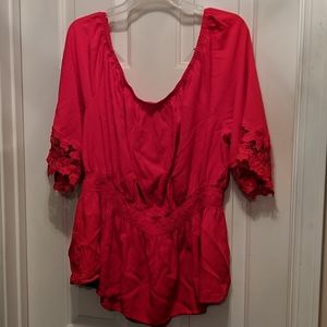 Beautiful Lane Bryant red off the shoulder peplum style top